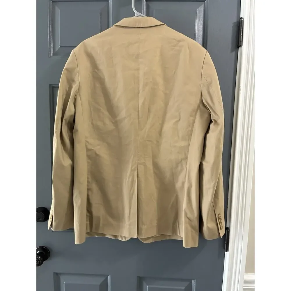 J Crew Thompson Blazer Tan Two-Button Cotton Jacket Sport Coat Sz 42R Men's